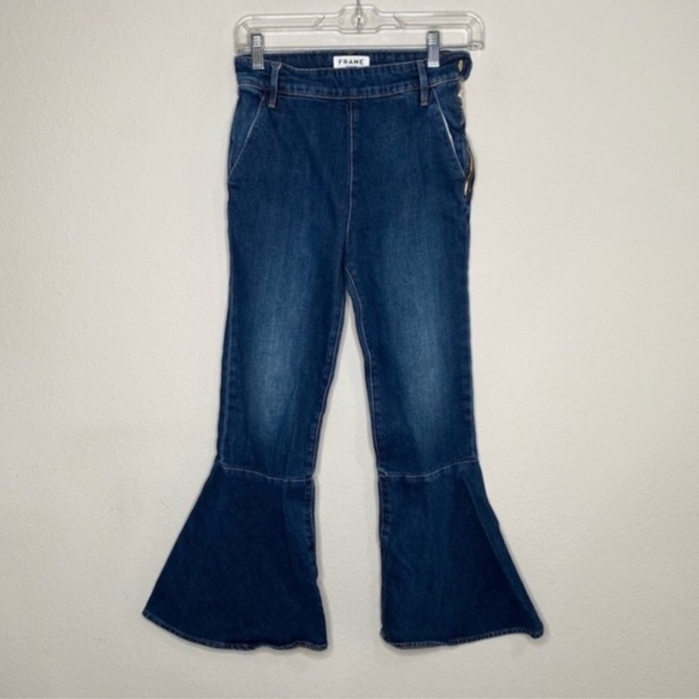 FRAME Flounce Side Zip Flare Jeans Delavan Wash - Picture 7 of 13
